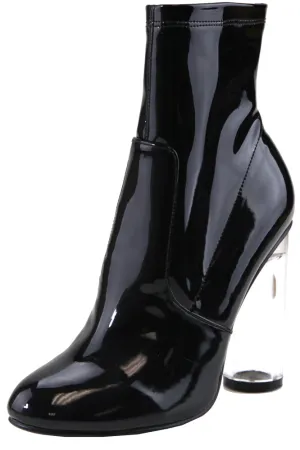Bella Marie Women's Closed Toe Cylindrical Lucite Heel Mid-Calf Sock Boot