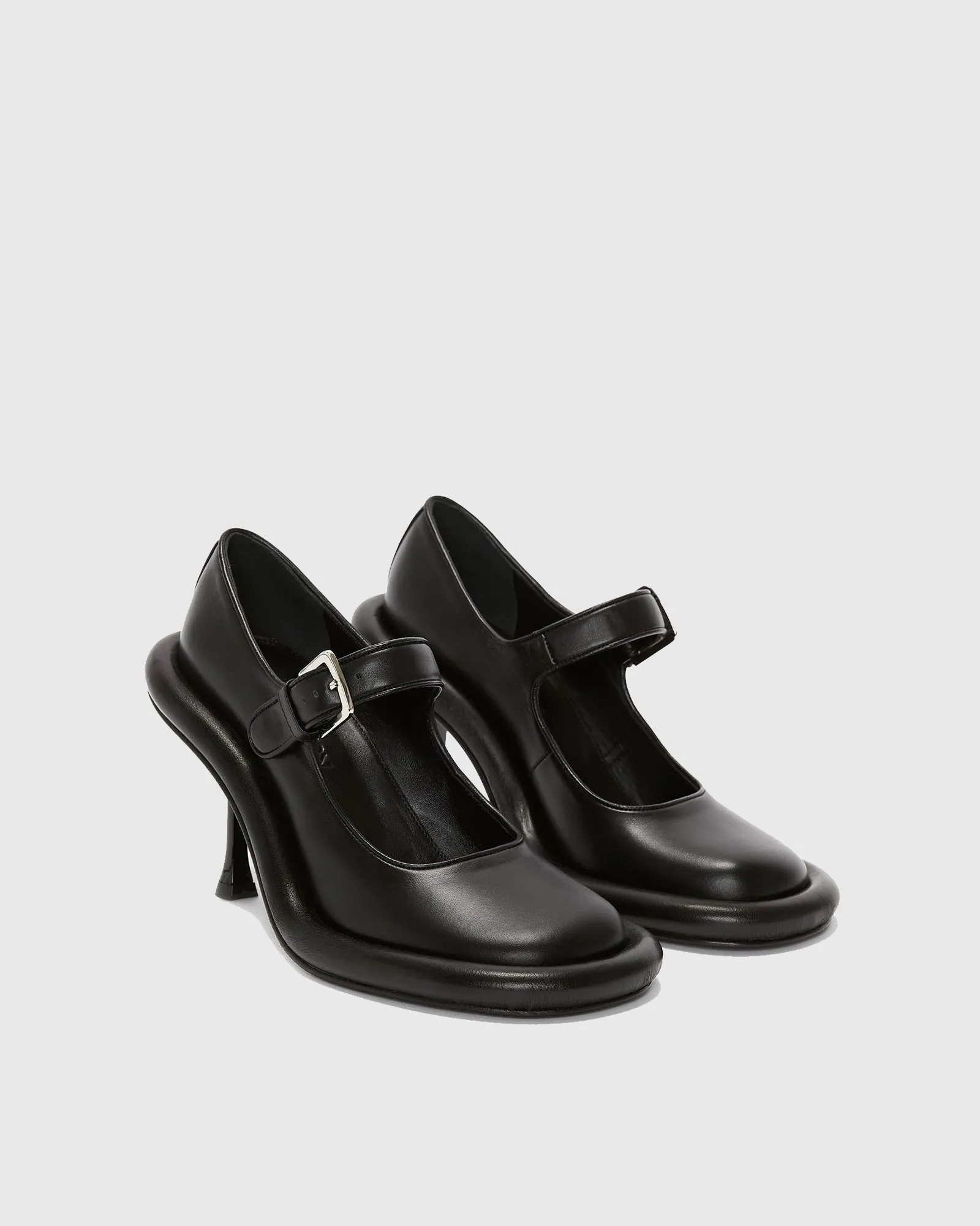 Berta Buckle Leather Pumps In Black