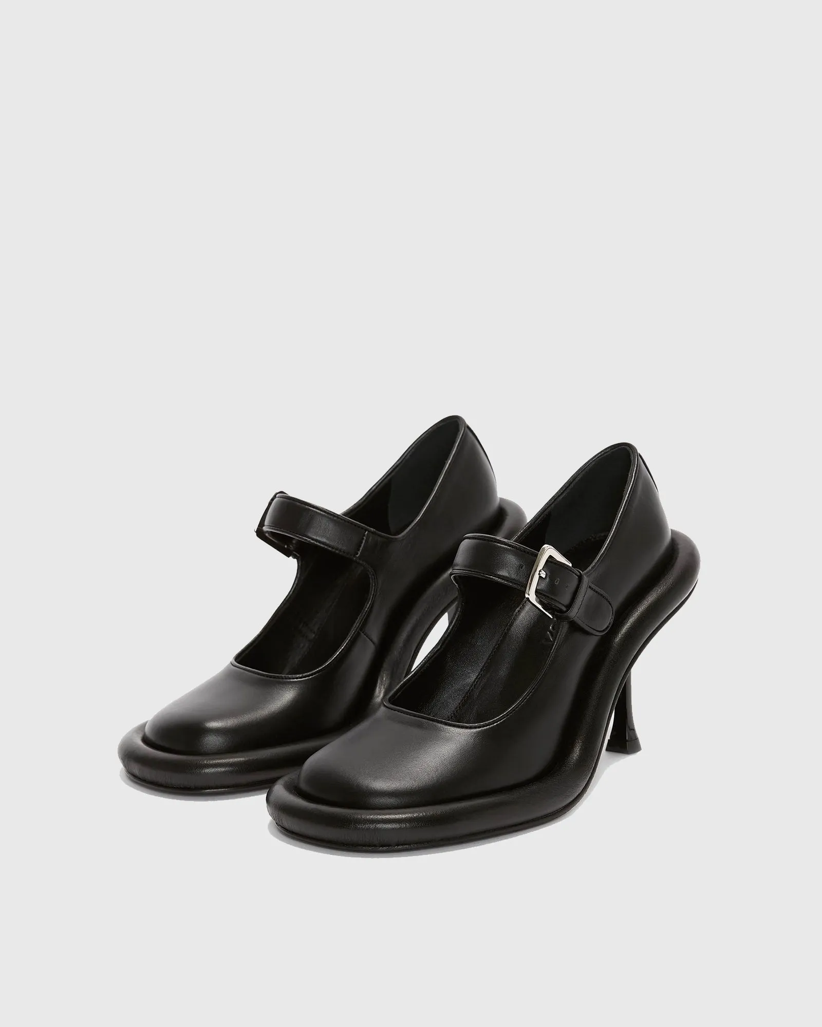 Berta Buckle Leather Pumps In Black