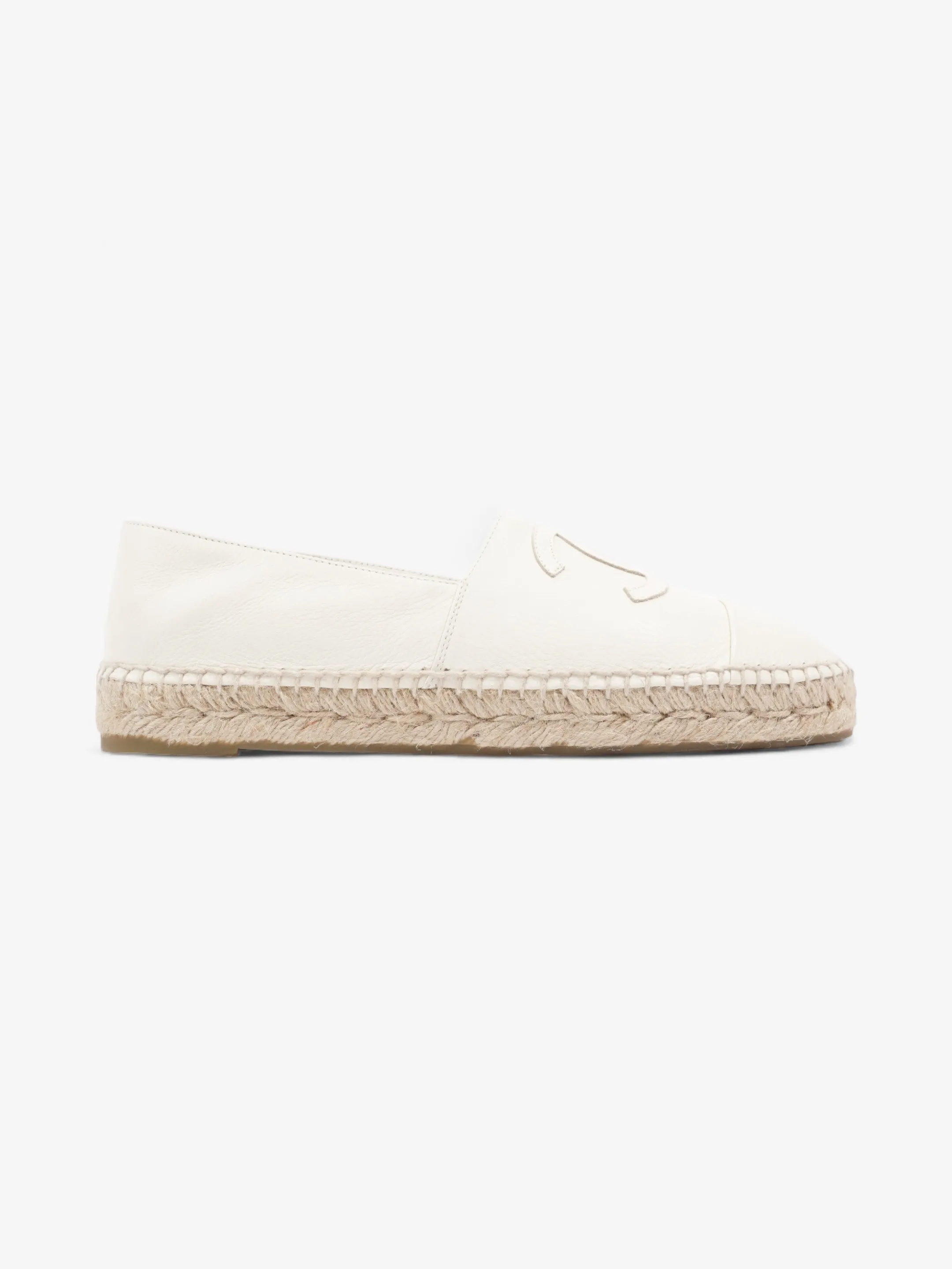 Chanel CC Cap Toe Espadrilles White Leather EU 41 UK 8