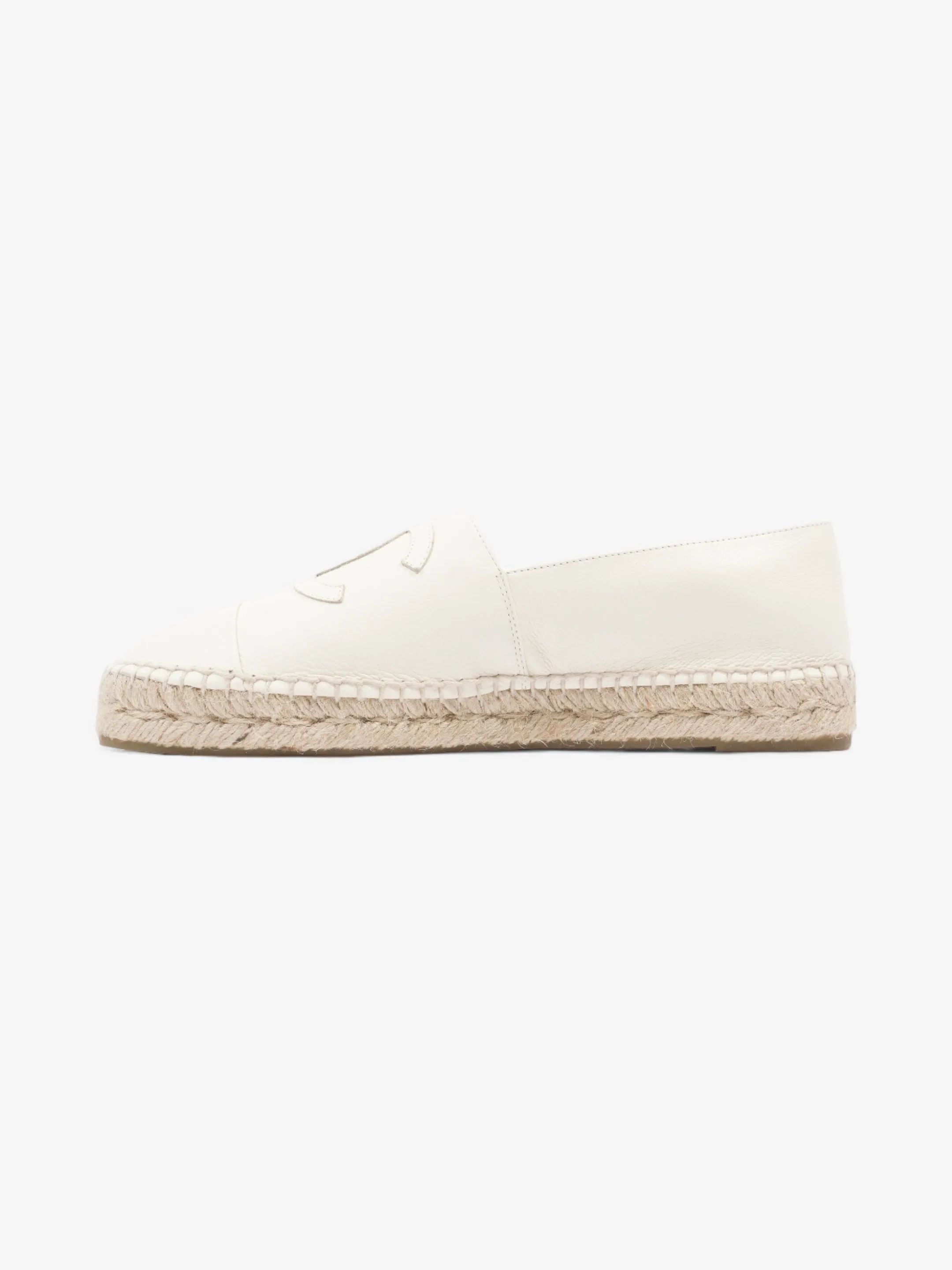 Chanel CC Cap Toe Espadrilles White Leather EU 41 UK 8