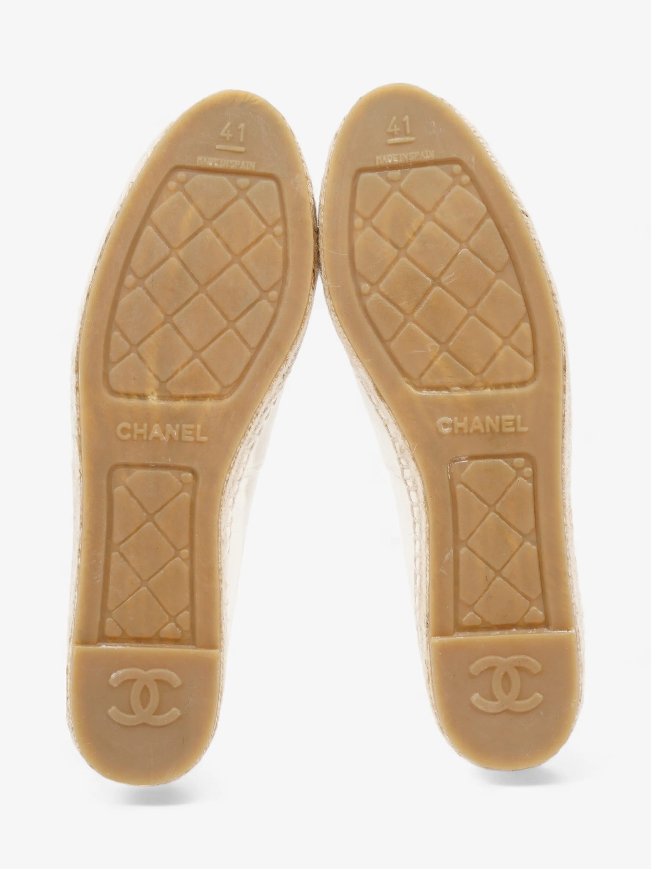 Chanel CC Cap Toe Espadrilles White Leather EU 41 UK 8