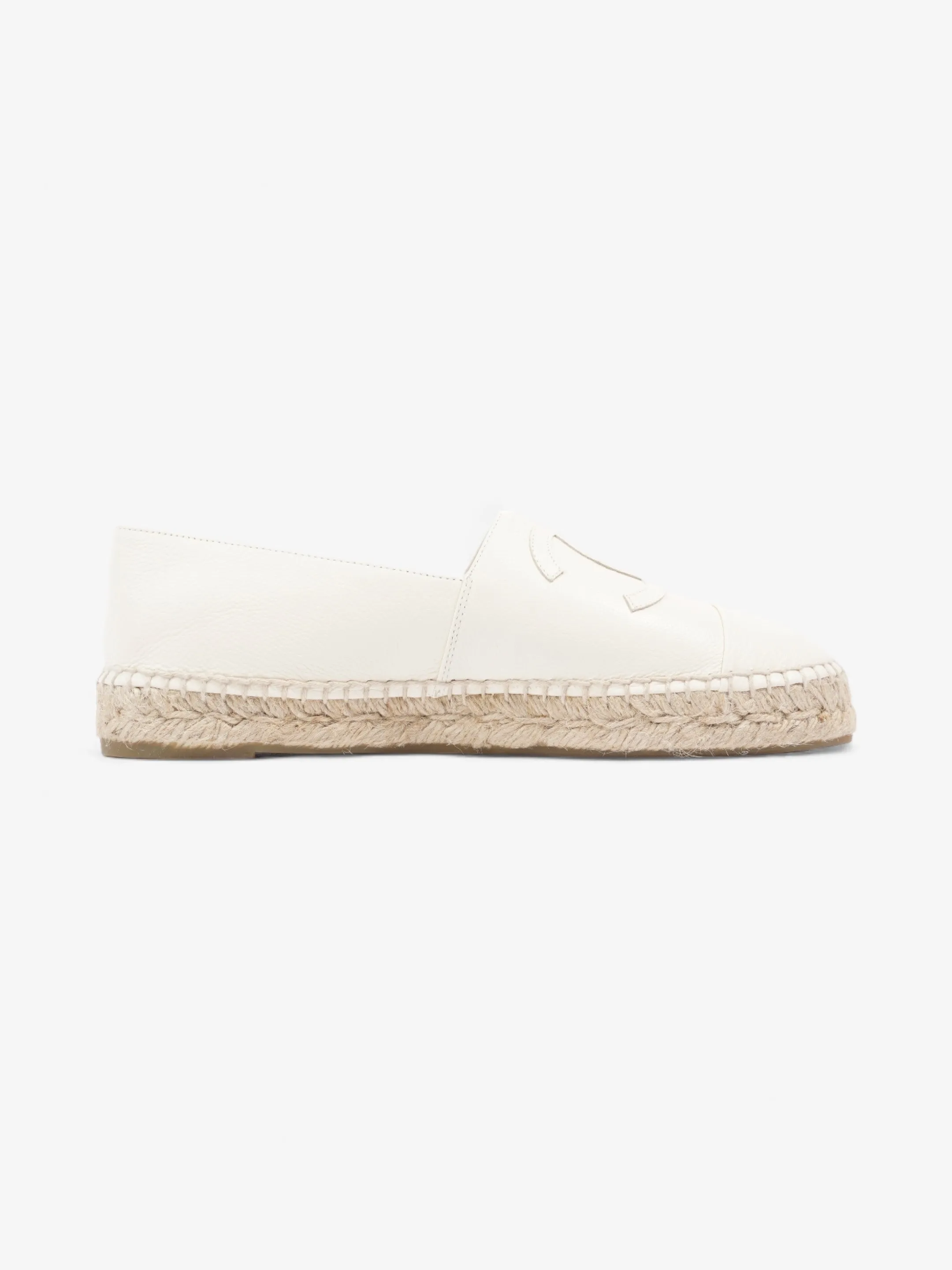 Chanel CC Cap Toe Espadrilles White Leather EU 41 UK 8