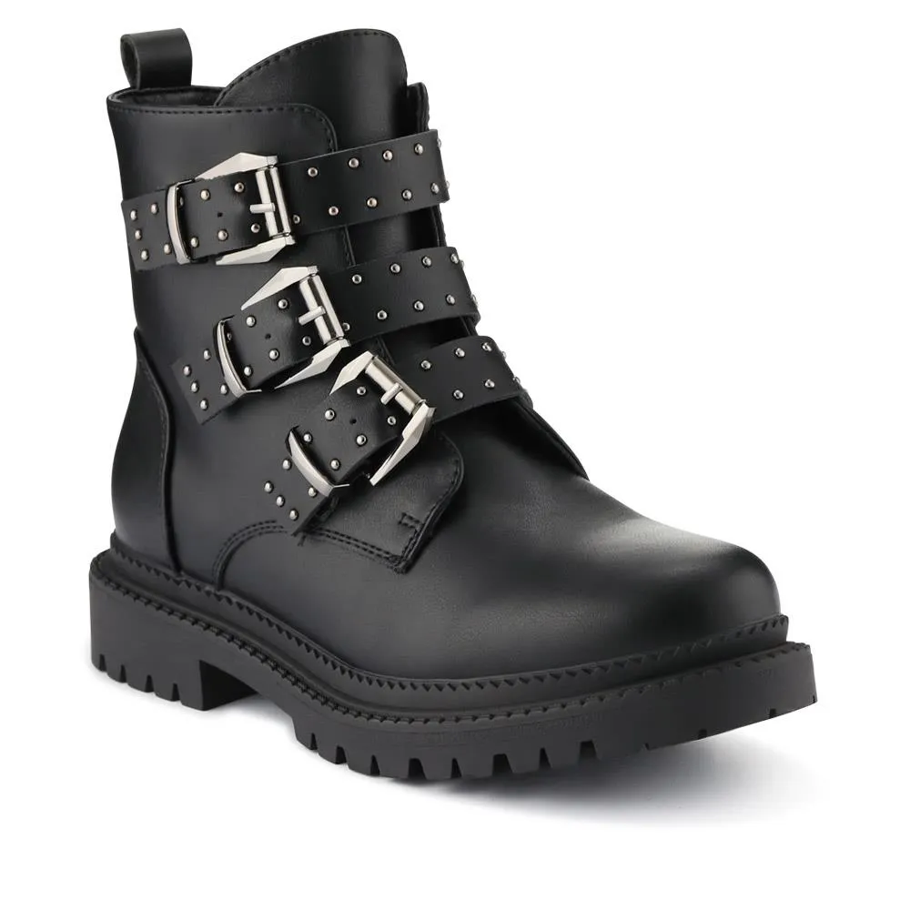 Chunky Buckle-Up Ankle Boots - BELWBINS40184 / 326 367