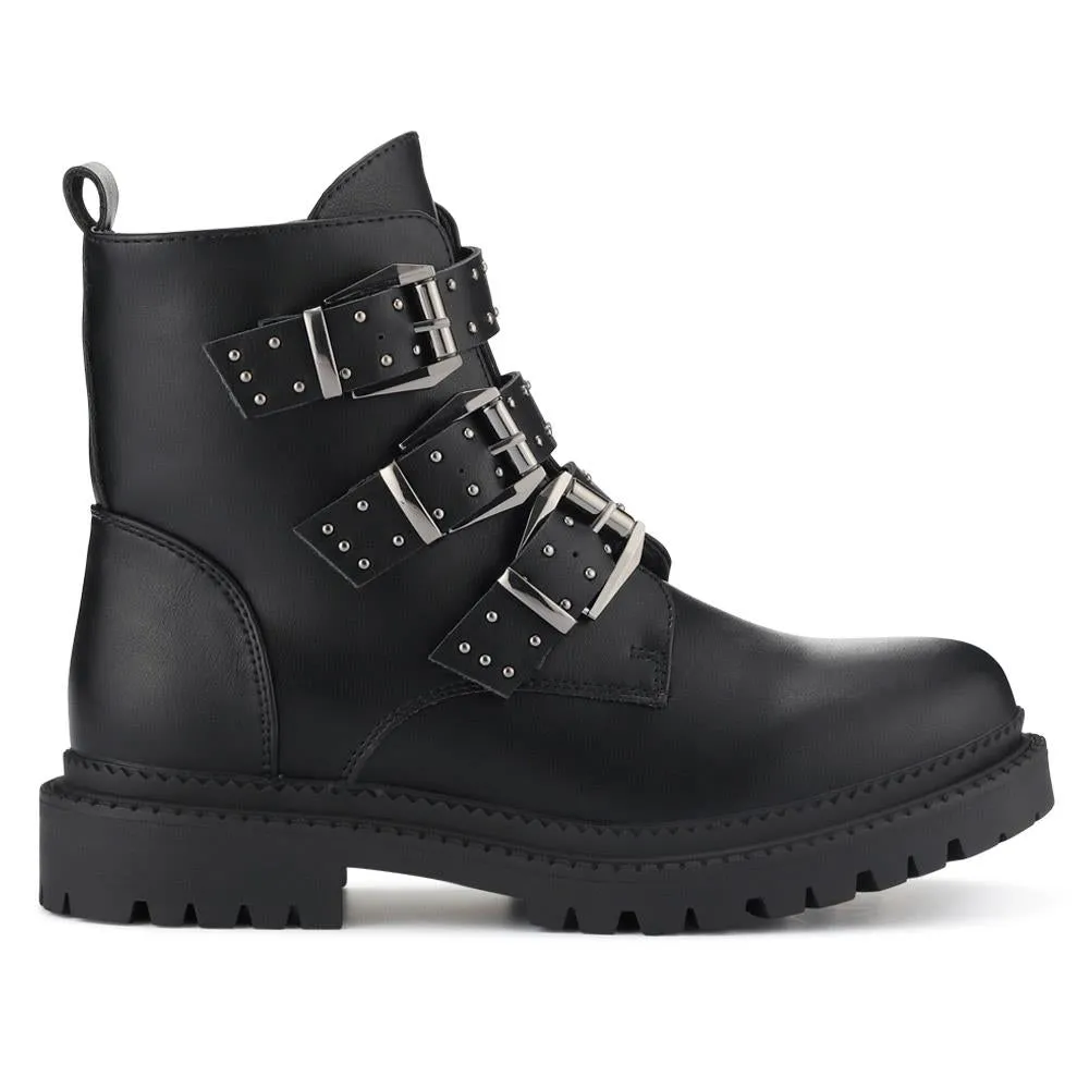 Chunky Buckle-Up Ankle Boots - BELWBINS40184 / 326 367