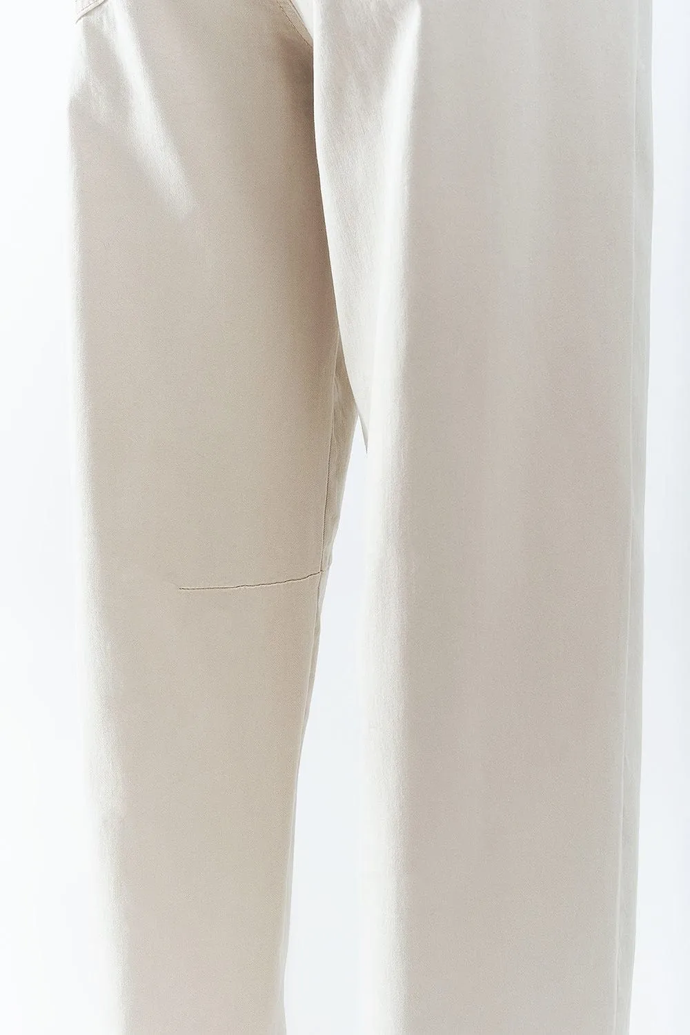 Comfortable Stretch Jeans With Barrel Leg In Beige