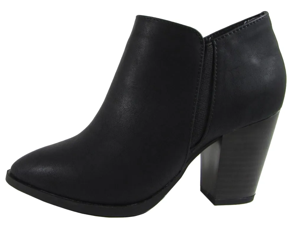 Delicious Women's Closed Almond Toe Chunky Stacked Block Heel Shootie Boot