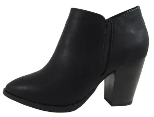 Delicious Women's Closed Almond Toe Chunky Stacked Block Heel Shootie Boot