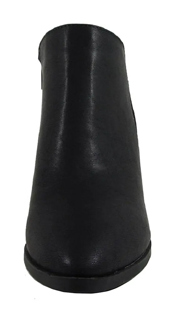 Delicious Women's Closed Almond Toe Chunky Stacked Block Heel Shootie Boot