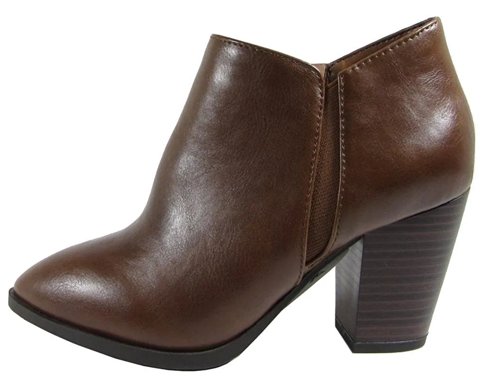 Delicious Women's Closed Almond Toe Chunky Stacked Block Heel Shootie Boot