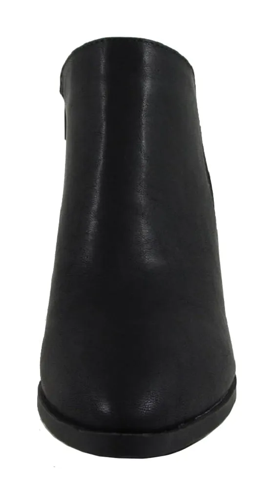 Delicious Women's Closed Almond Toe Chunky Stacked Block Heel Shootie Boot