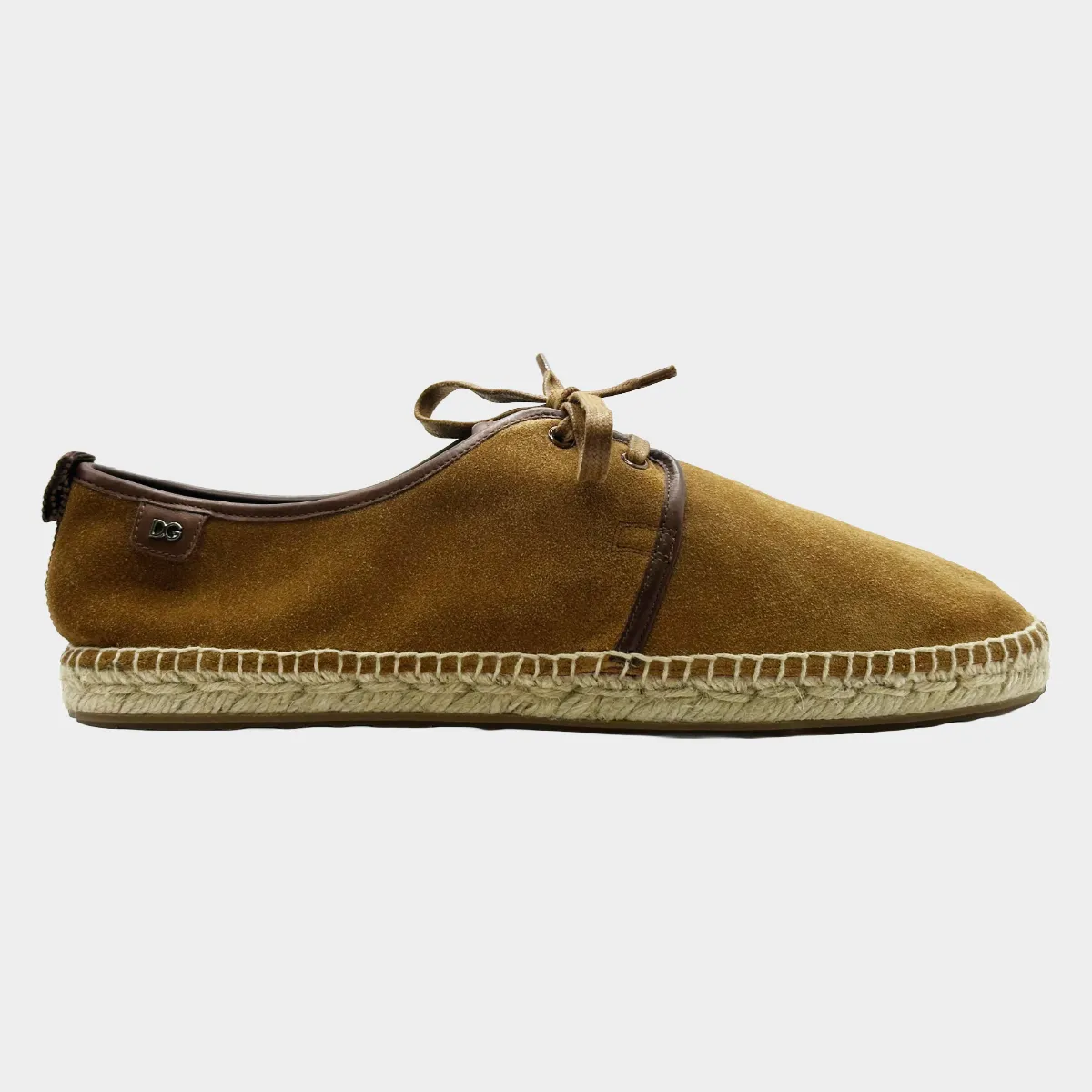 Dolce&Gabbana men's beige suede and raffia lace-up espadrilles