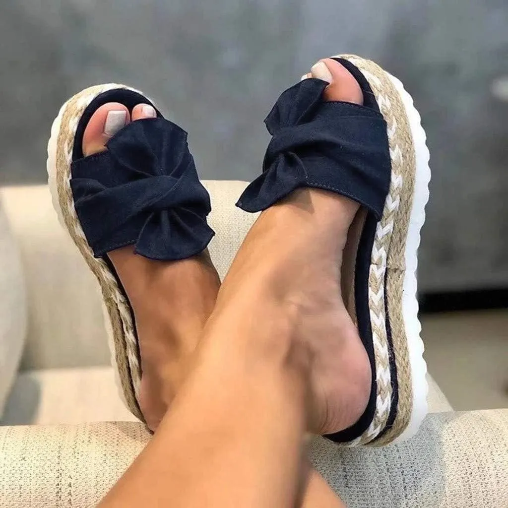 Eduavar Shoes for Women Sandals Dressy, Women Sandals Dressy Bow Tie Sandals Slip On Espadrille Platform Sandals