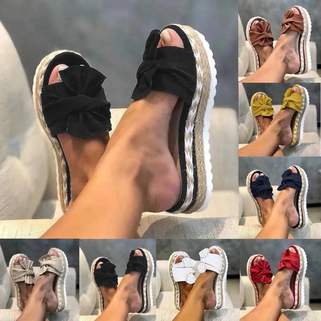 Eduavar Shoes for Women Sandals Dressy, Women Sandals Dressy Bow Tie Sandals Slip On Espadrille Platform Sandals
