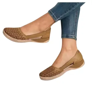 Eduavar Walking Sandals Women, Sandals Women Dressy Summer Close Toed Sandals Hollow Out Wedges Comfy Sandals Shoes