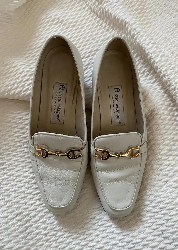 Elizabeth's Cream Horse Bit Loafers