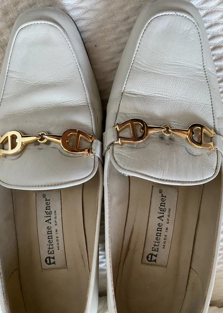 Elizabeth's Cream Horse Bit Loafers