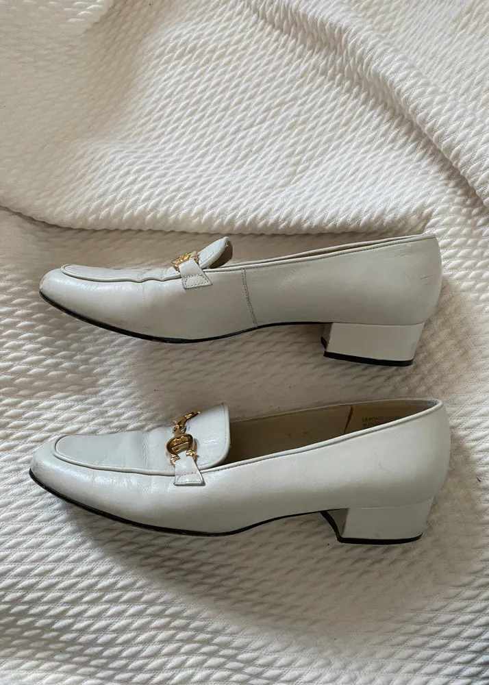 Elizabeth's Cream Horse Bit Loafers