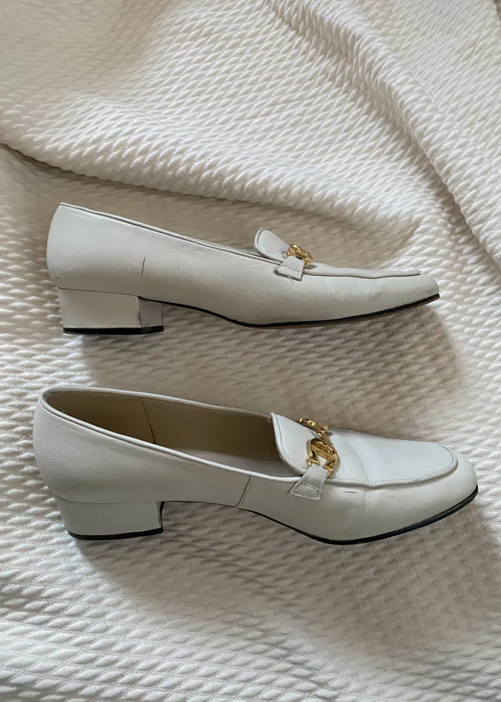 Elizabeth's Cream Horse Bit Loafers