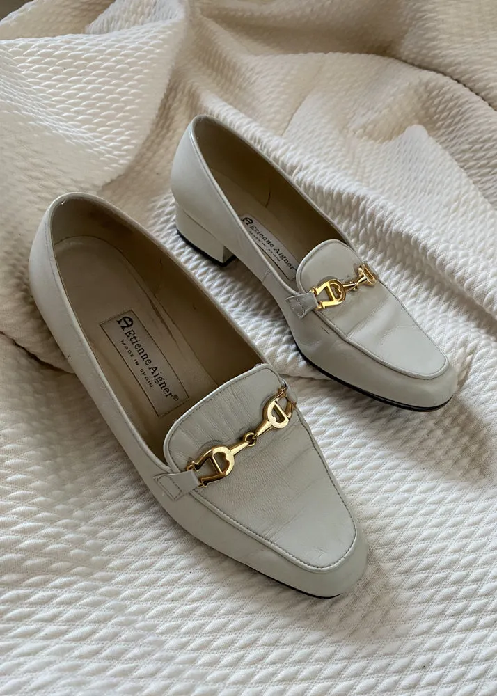 Elizabeth's Cream Horse Bit Loafers