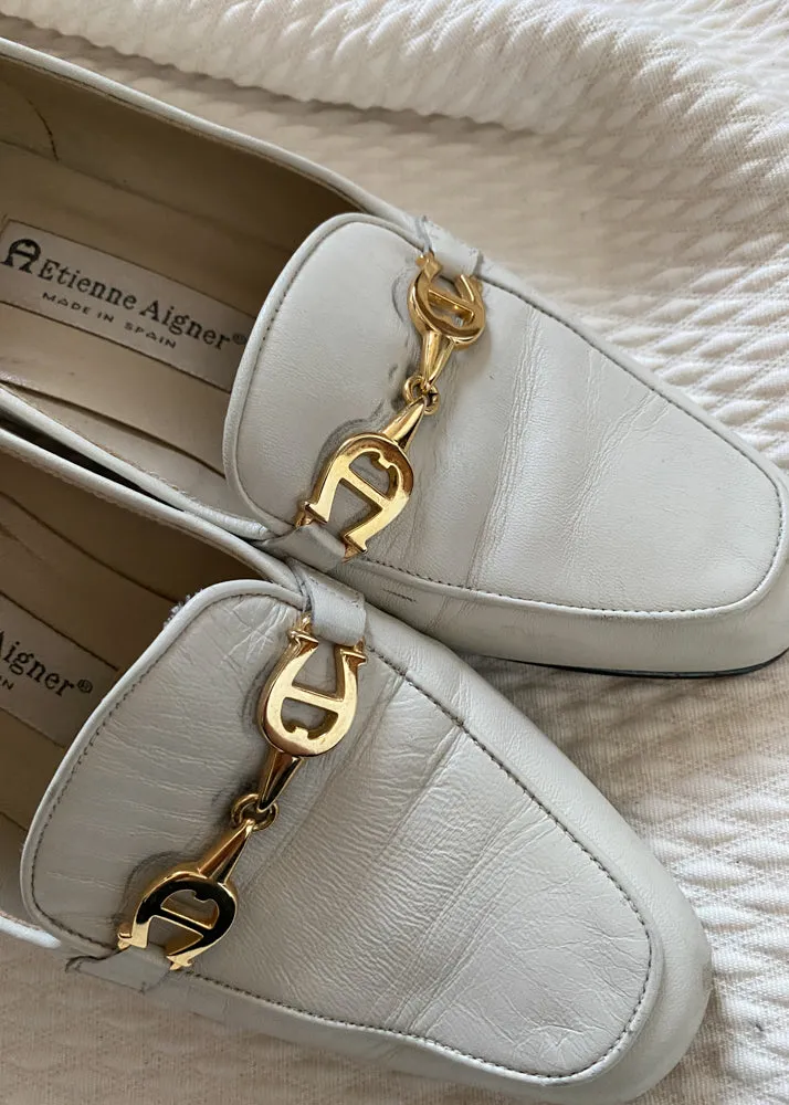Elizabeth's Cream Horse Bit Loafers