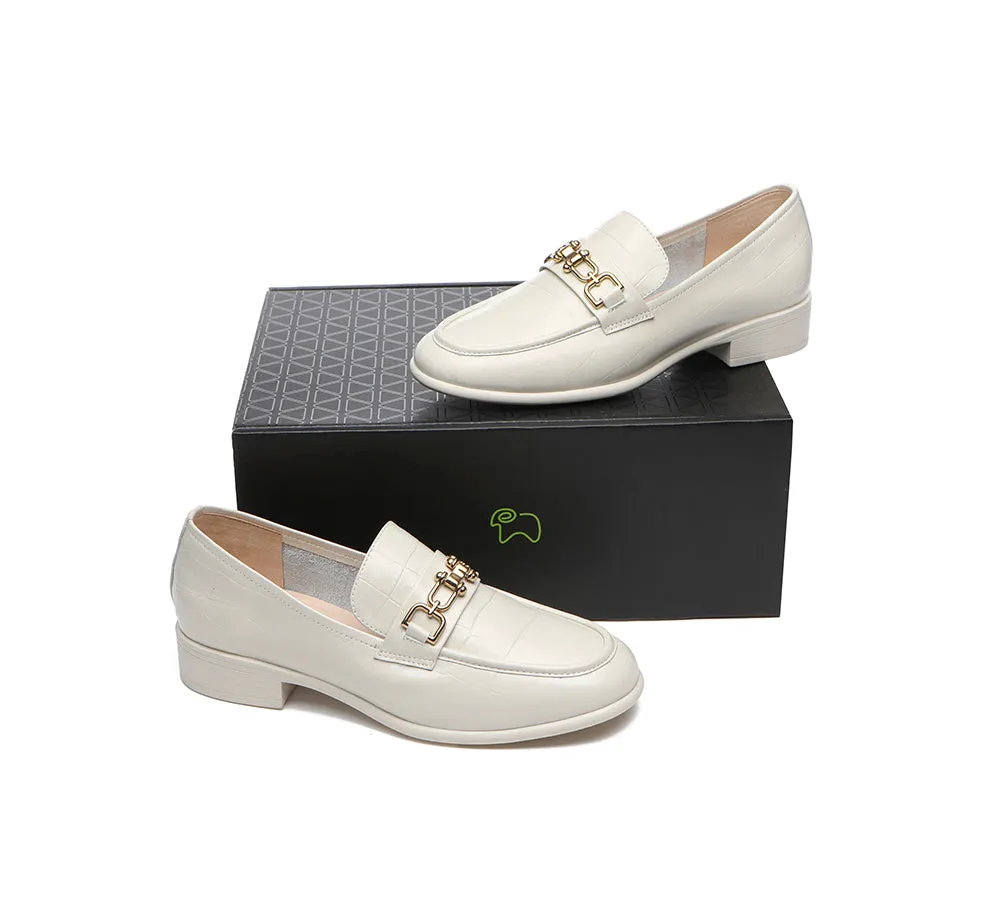 EVERAU® Leather Loafer Low Block Heels Katia