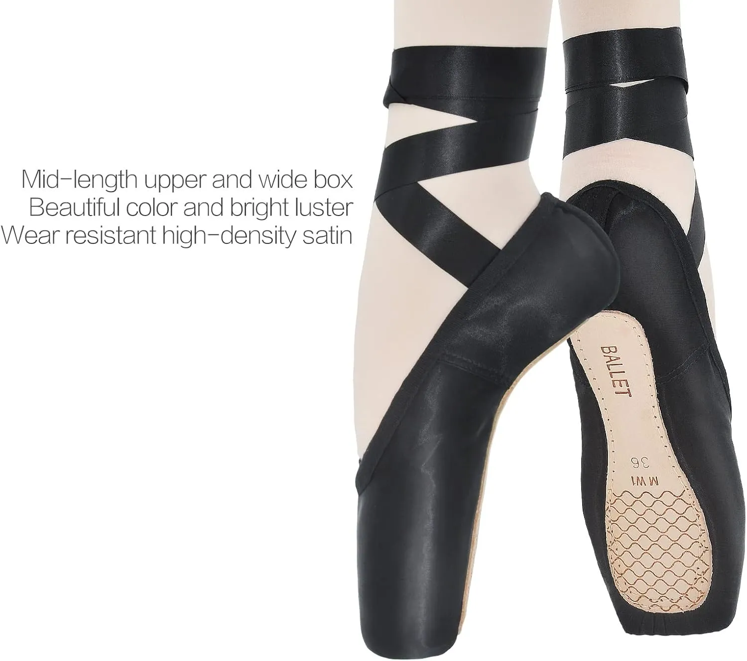 IJONDA Adult Ballet Pointe Shoes for Girls and Women with Toe Pads and Mesh Bag