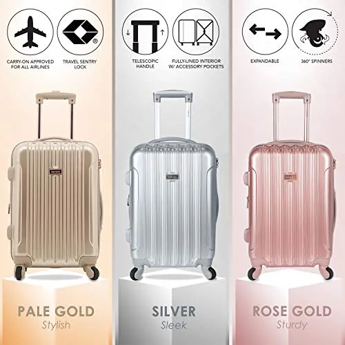 kensie Women's Alma Hardside Spinner Luggage, Opal, Carry-On 20-Inch