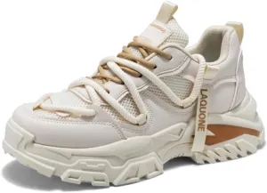 Leather Chunky Sneakers for Men Fashion Platform Casual Dad Shoes Comfortable Non-Slip Wedge Walking Sport Driving Workout Shoes