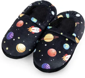 Little Kids Big Boys House Slippers, Kids Fur Lined Warm Slip On Home Slippers Cute Winter Nonslip Indoor Dinosaur Slippers