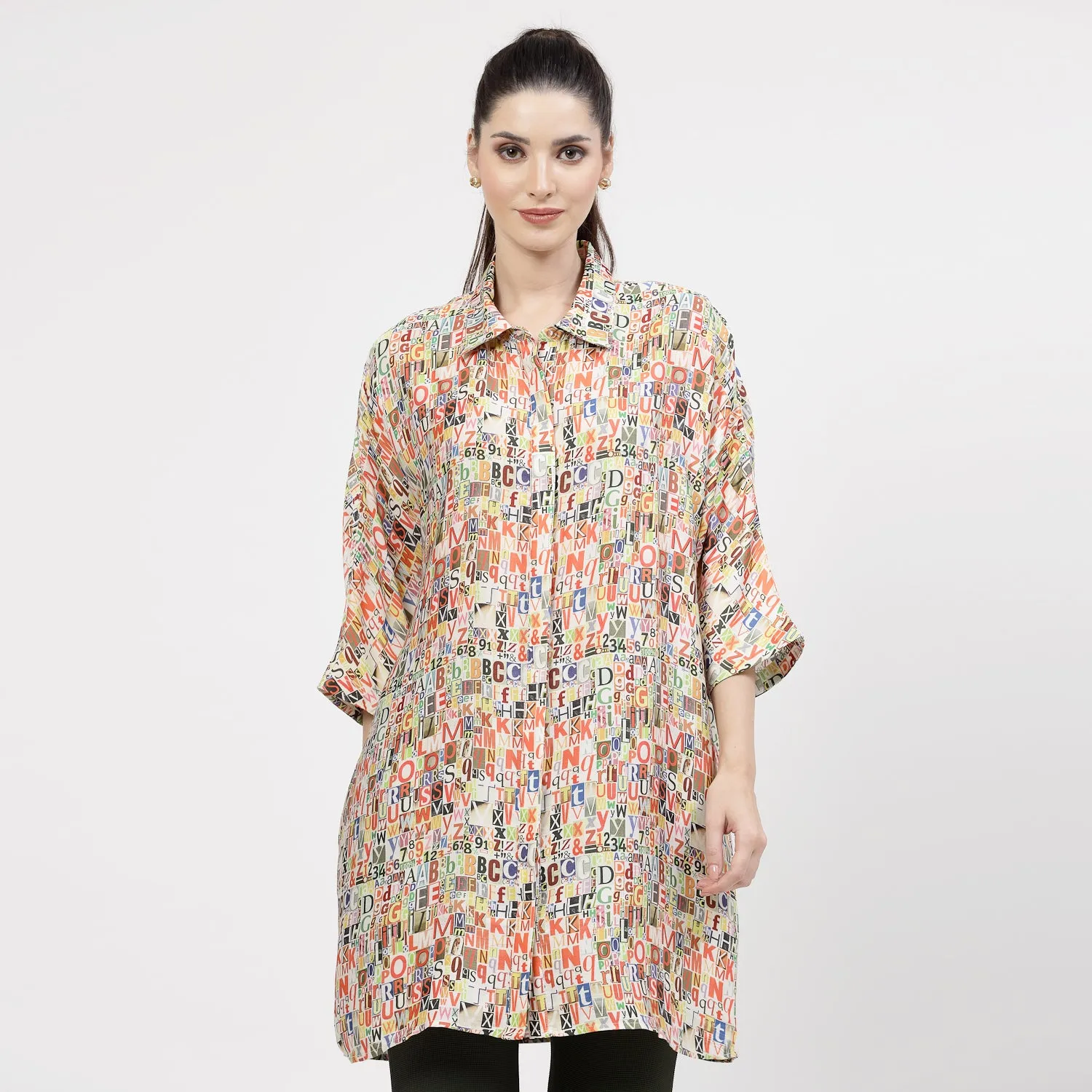 Multicolour Alphabet Print Long Shirt