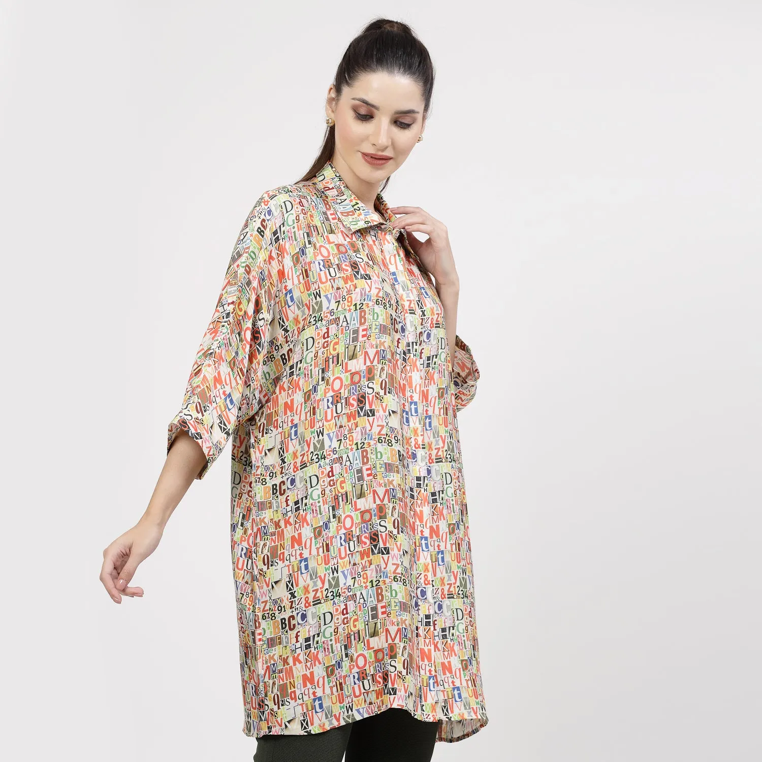 Multicolour Alphabet Print Long Shirt