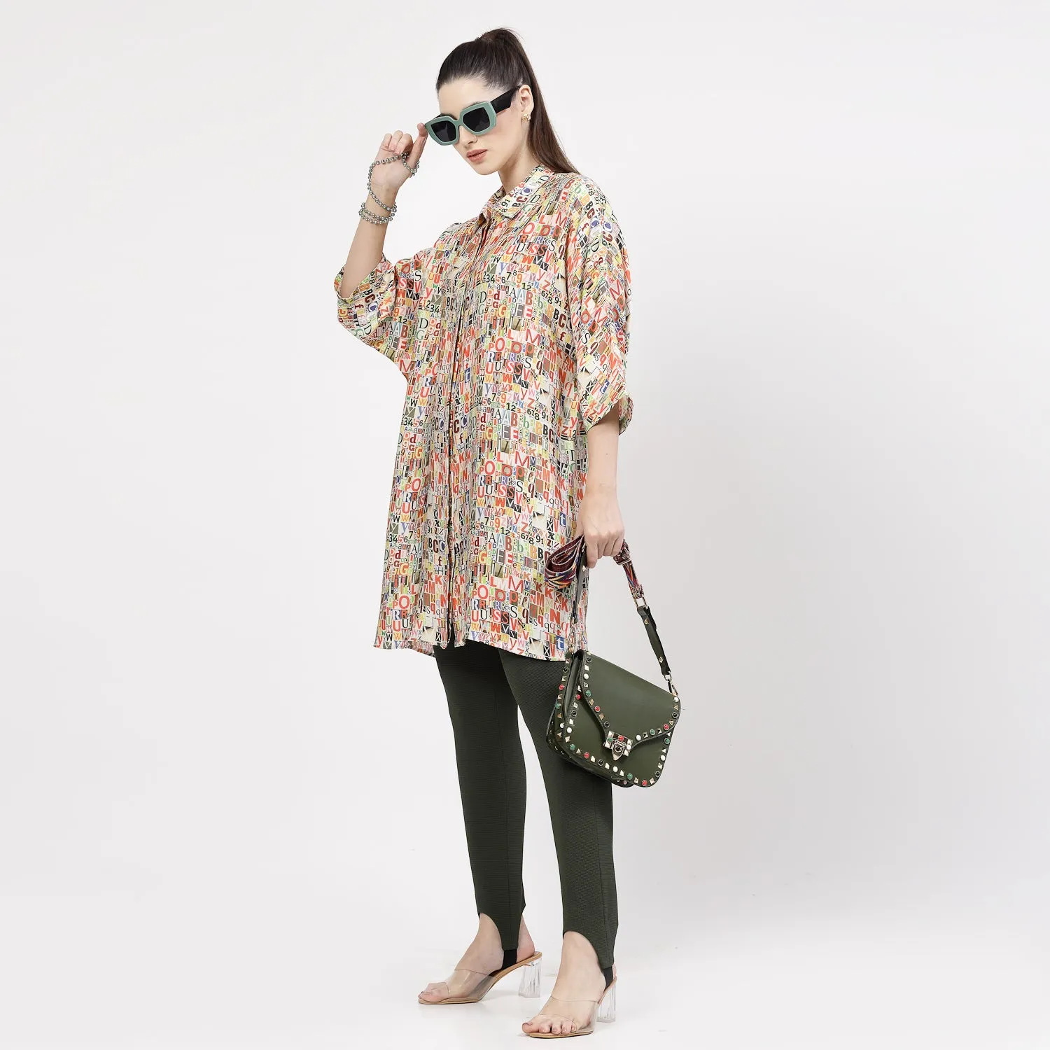 Multicolour Alphabet Print Long Shirt