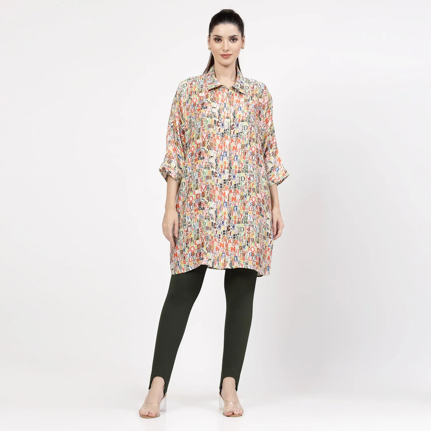 Multicolour Alphabet Print Long Shirt