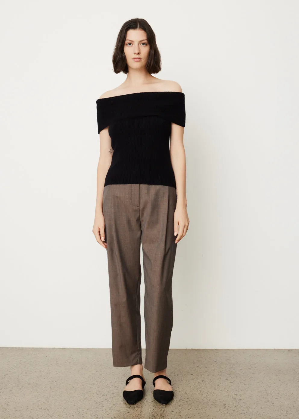Off-Shoulder Rib Knit Top