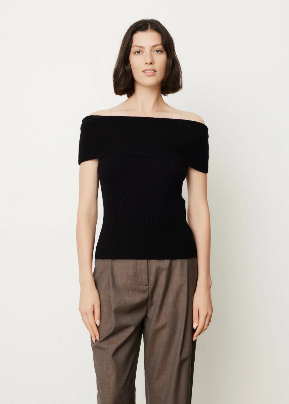 Off-Shoulder Rib Knit Top