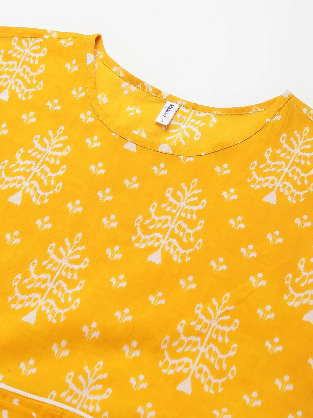 Pure Cotton Ethnic Motifs Orange A-Line Midi Dress