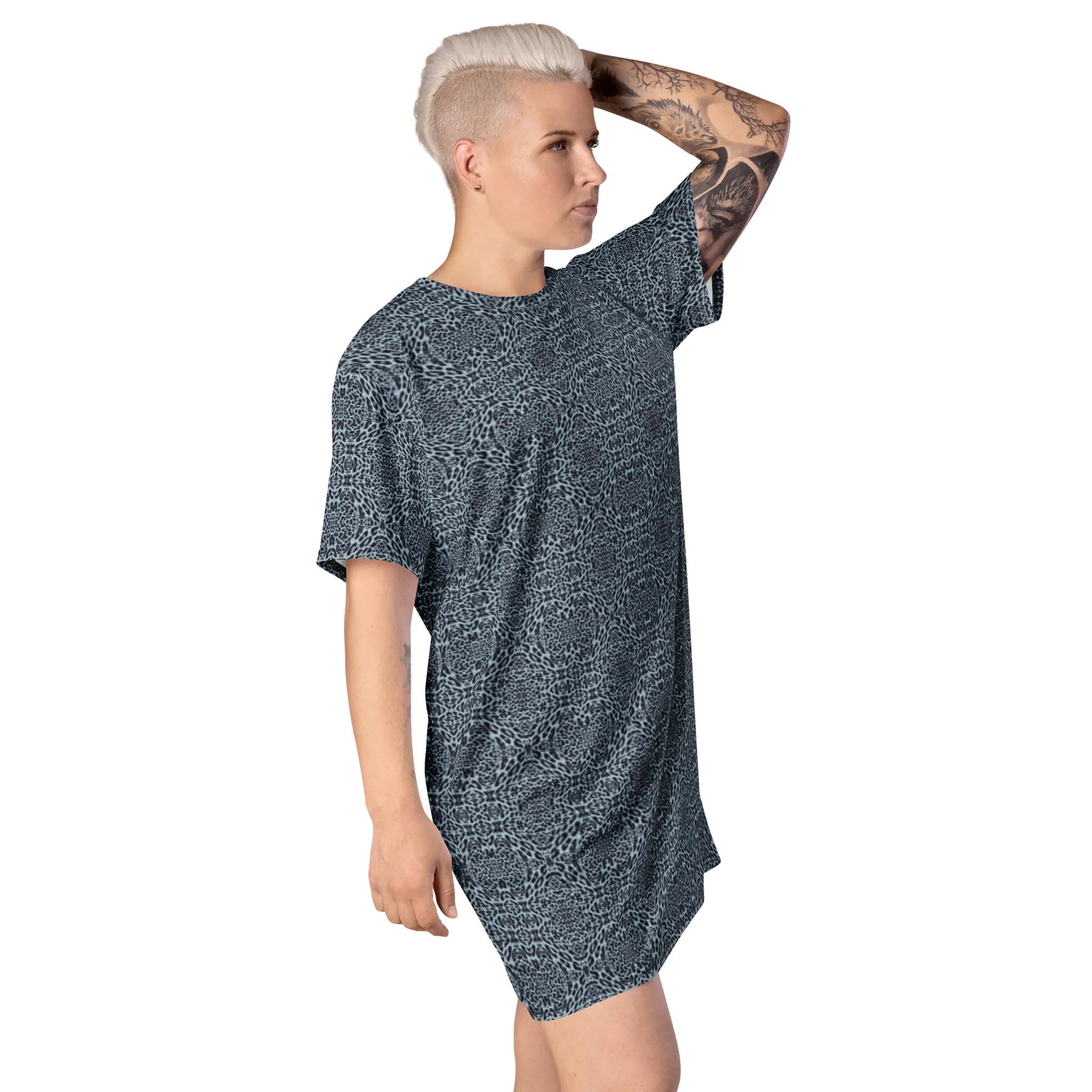 Recursia Contemplative Jaguar T-Shirt Dress In Blue