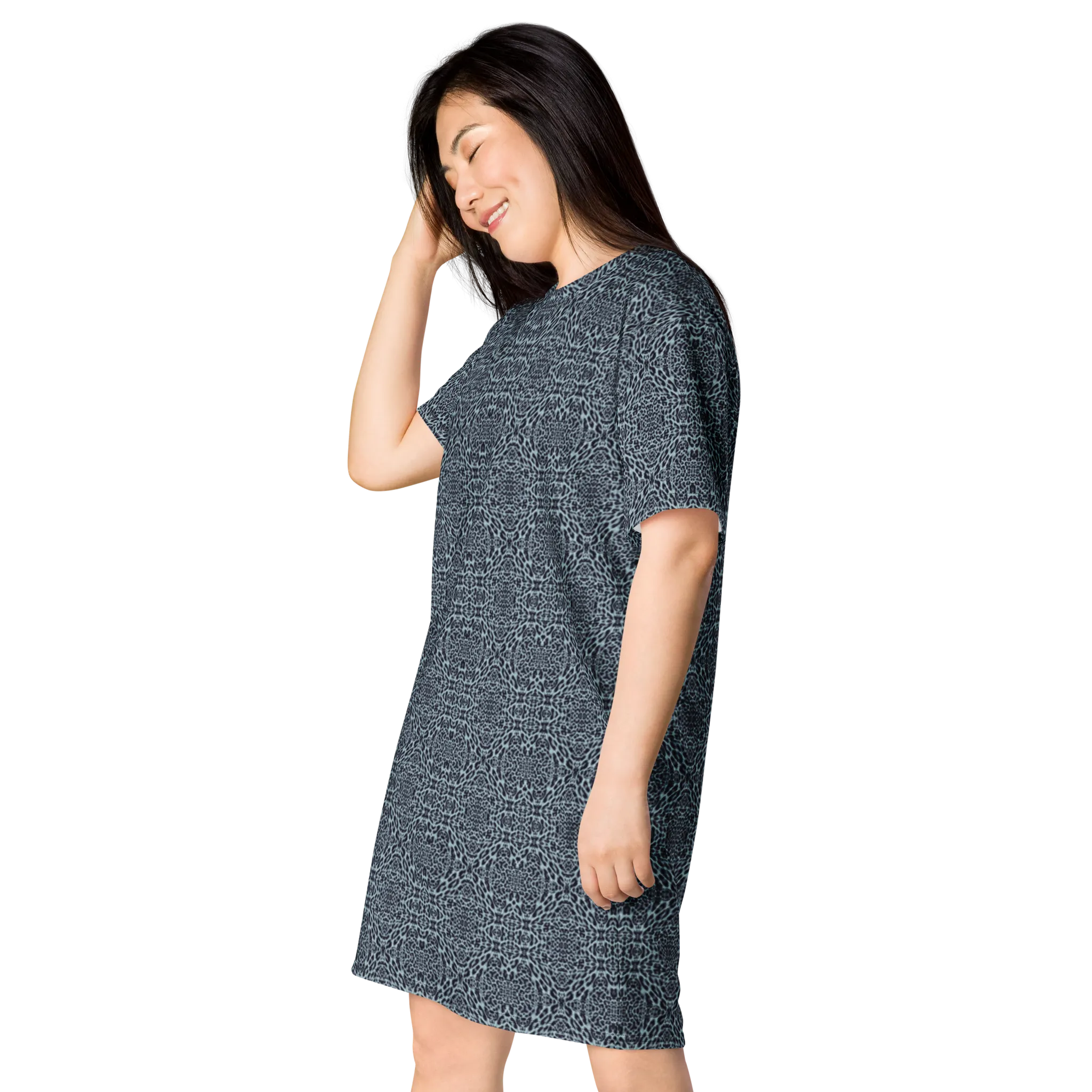 Recursia Contemplative Jaguar T-Shirt Dress In Blue