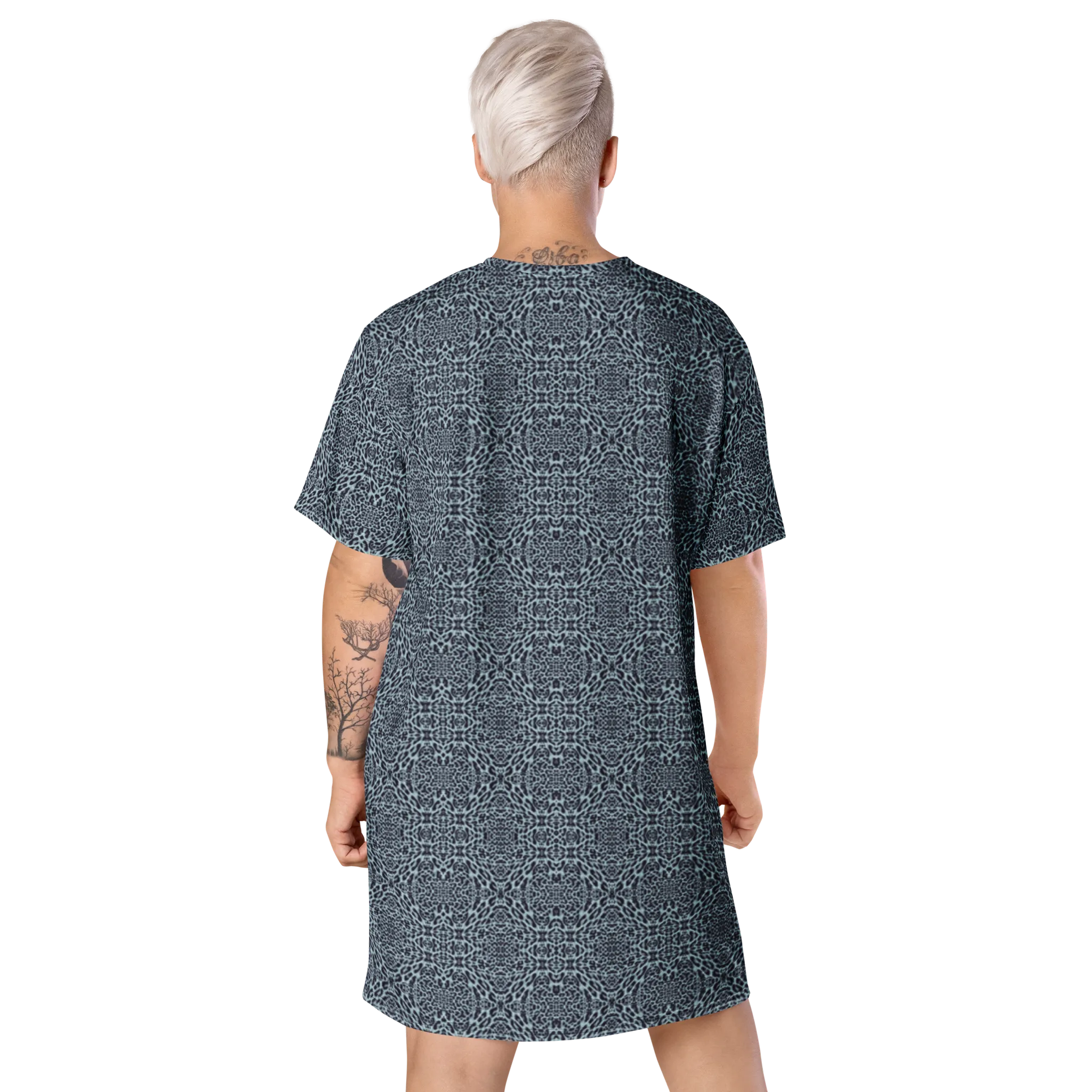 Recursia Contemplative Jaguar T-Shirt Dress In Blue
