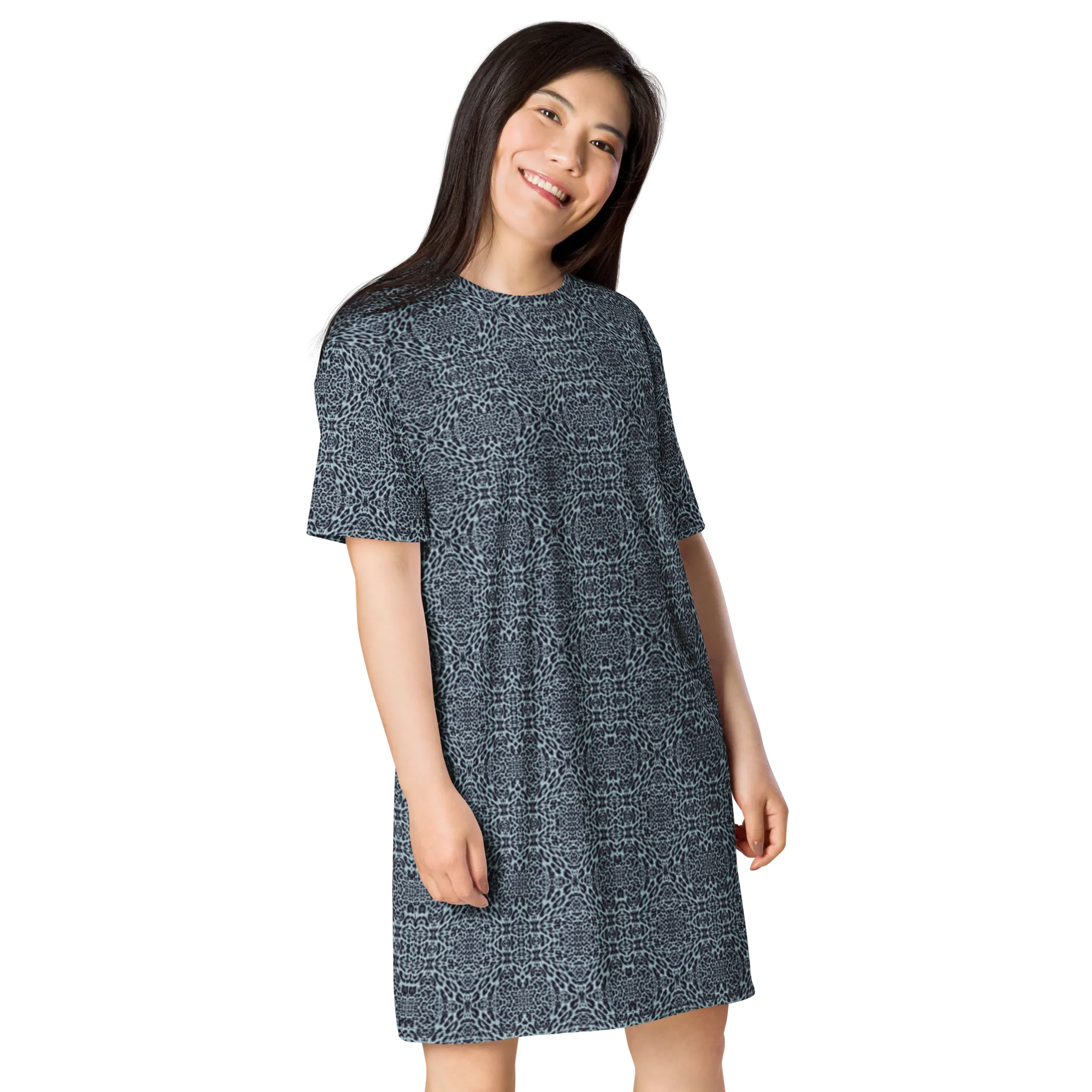 Recursia Contemplative Jaguar T-Shirt Dress In Blue