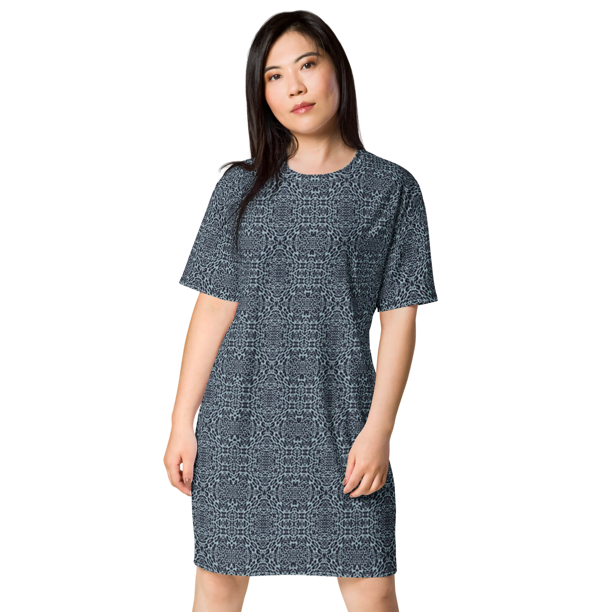 Recursia Contemplative Jaguar T-Shirt Dress In Blue