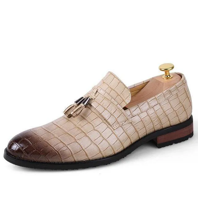 ROGUE Men's Crocodile Pattern Faux Leather Loafers