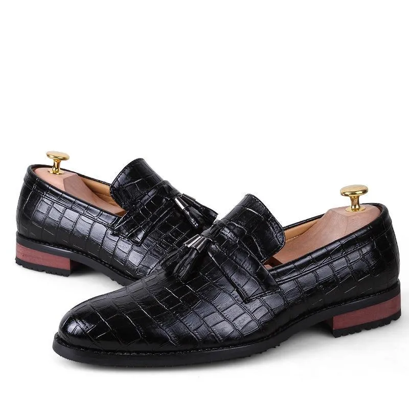ROGUE Men's Crocodile Pattern Faux Leather Loafers