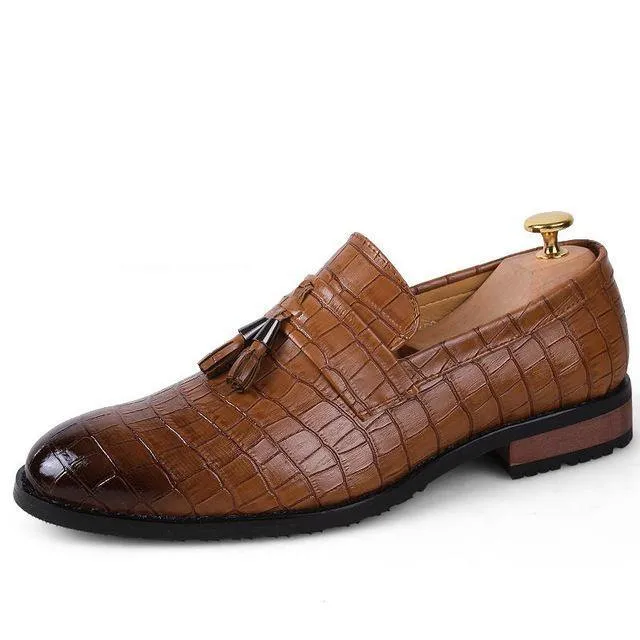 ROGUE Men's Crocodile Pattern Faux Leather Loafers