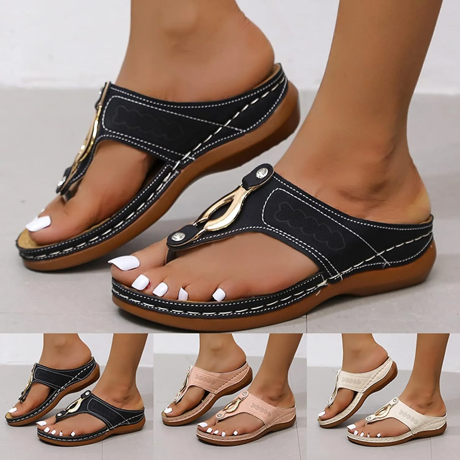 Sandals Women Comfortable, Womens Comfy Orthotic Sandals Comfortable Orthopedic Sandals Arch Support Slide Sandals