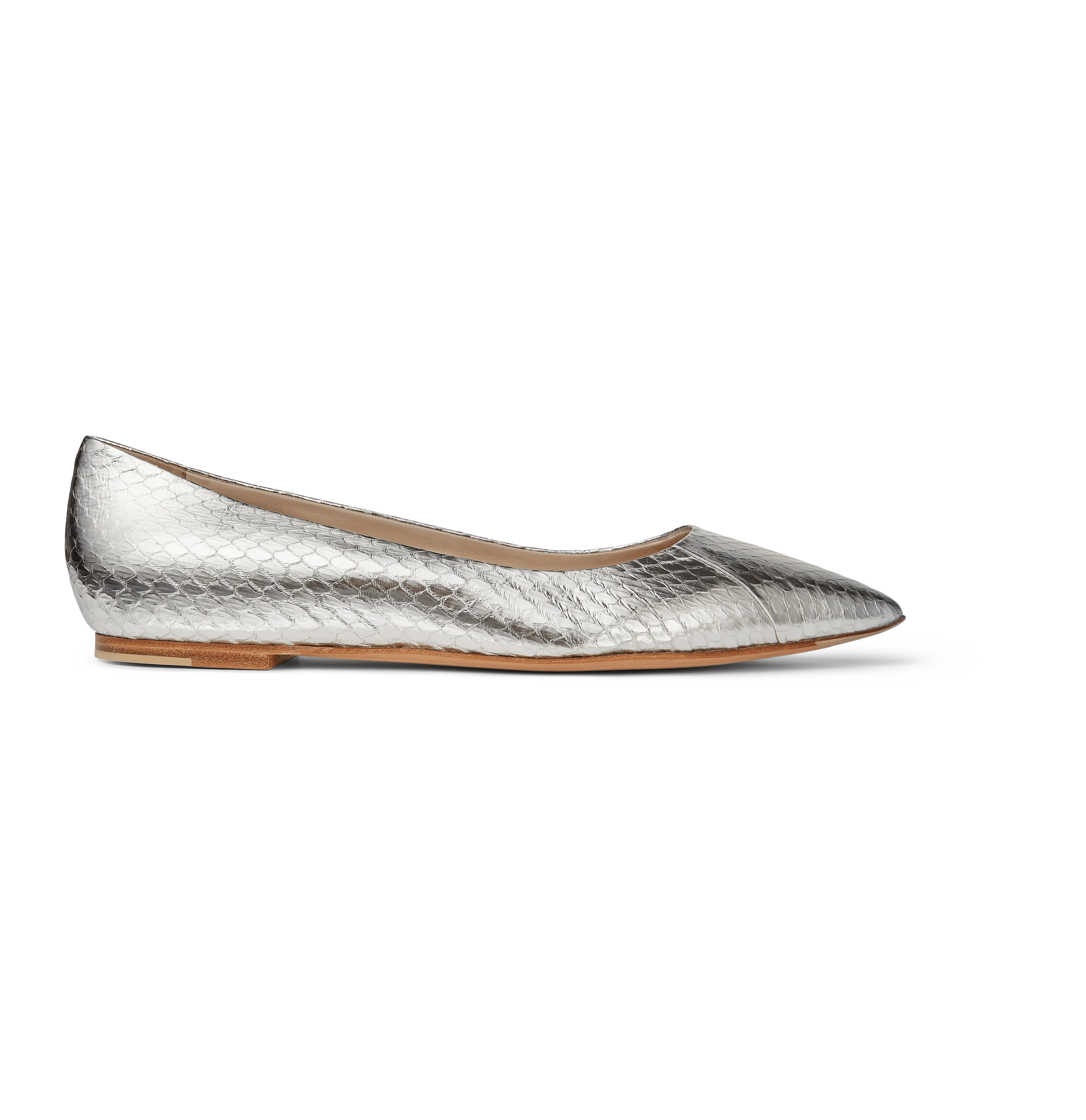 Silver Elaphe Ballerina Pumps