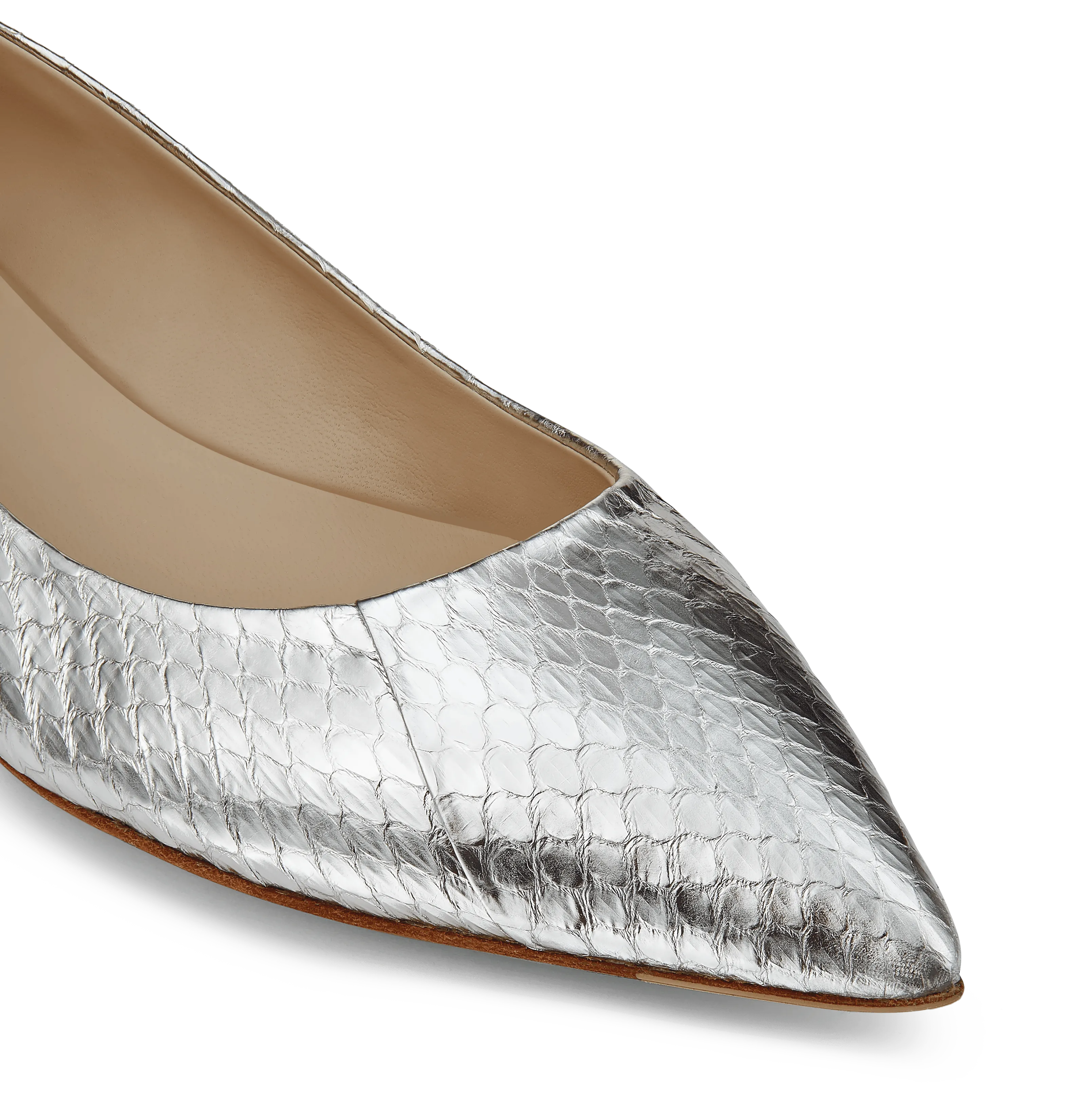 Silver Elaphe Ballerina Pumps