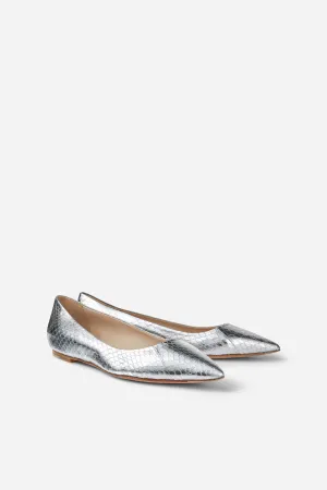 Silver Elaphe Ballerina Pumps