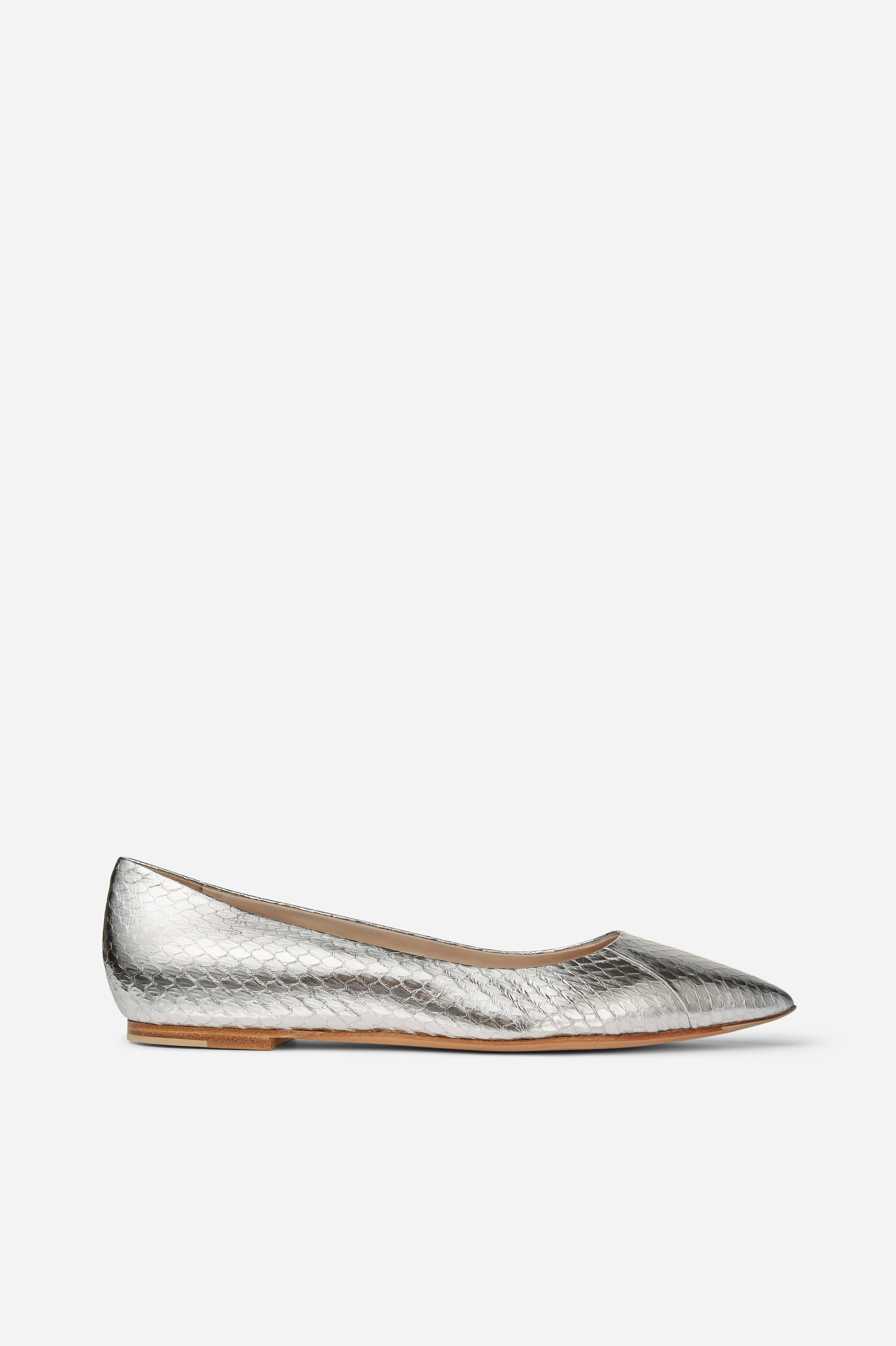 Silver Elaphe Ballerina Pumps
